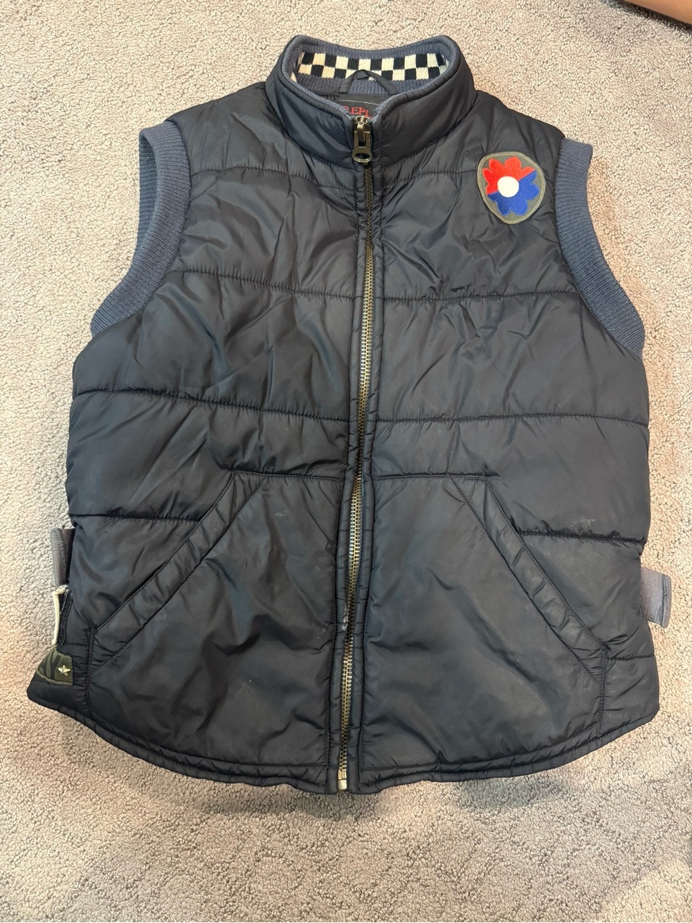 Replay Kids Navy Puffer Vest with Flower Patch